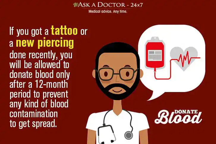  animated doctor suggesting rules of blood donation and tattoo =