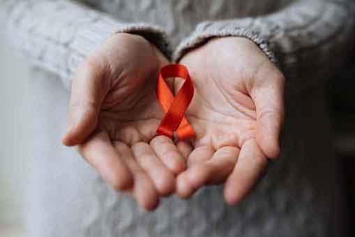 Ribbon denoting AIDS