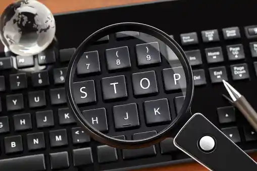 stop written on keyboard =