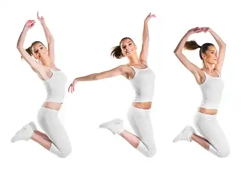 woman dancing in three positions=