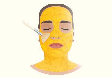  woman apply papaya face mask=